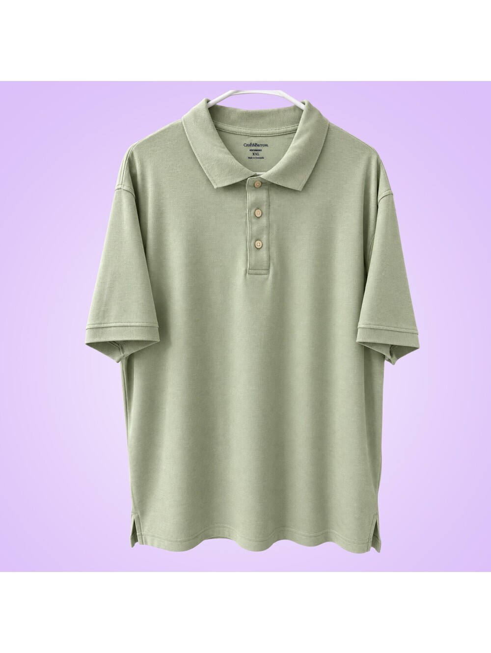 Croft & Barrow Performance Men's XXL Sage Green Cotton Pique Polo Shirt